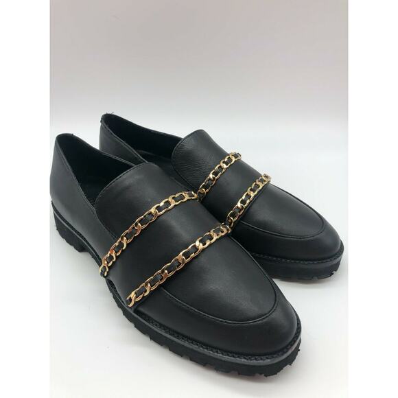 Karl Lagerfeld Women's Flats Irene Leather Gold Chain Slip On Size 7.5M New - Picture 4 of 10